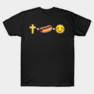 Christ plus Hotdogs equals happiness Christian T-Shirt